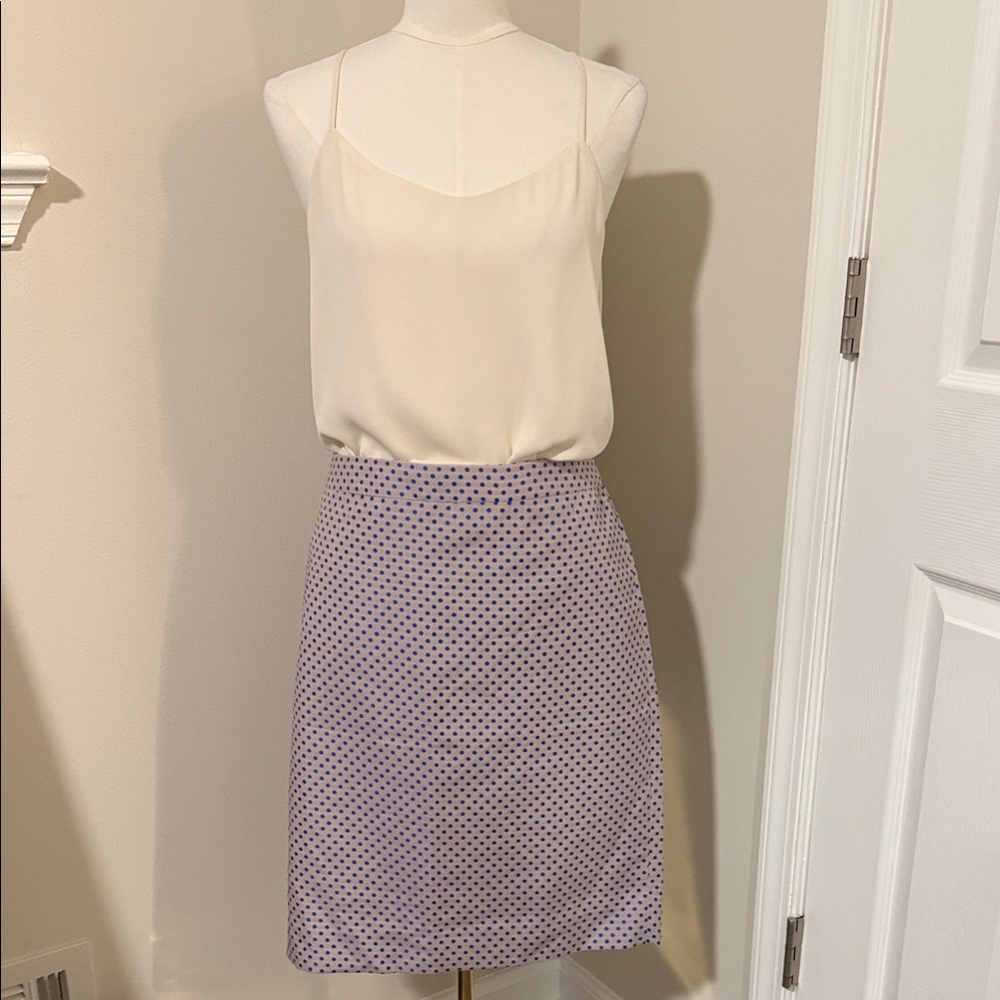 J. Crew “The Pencil Skirt” - Gray w/Iridescent Blue Polka Dots- NWT (skirt only)